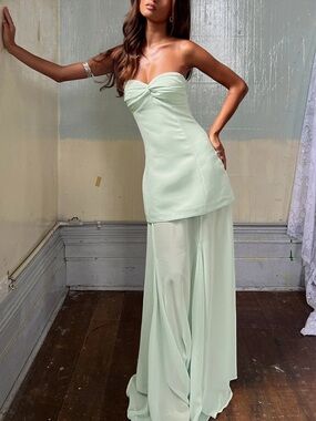 Princess Polly Mint Green Strapless Slip Dress